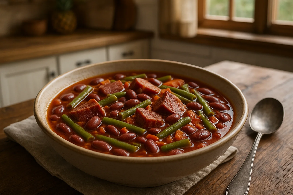 Мамин суп. Вкусный суп с фасолью и копчёностями: сытно и ароматно!