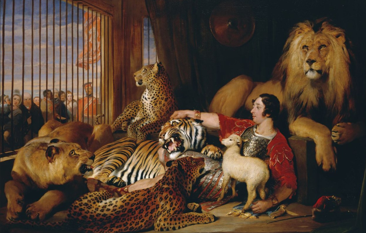 Эдвин Генри Ландсир. «Исаак ван Амбург со своими животными», 1839.