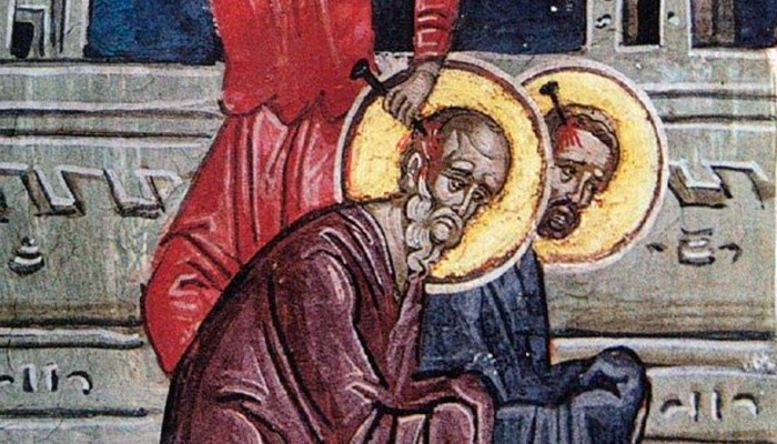 Священномученики Никандр и Ермей (фрагмент росписи в монастыре Дионисиат на Афоне, XVI век). Фото: www.pravenc.ru