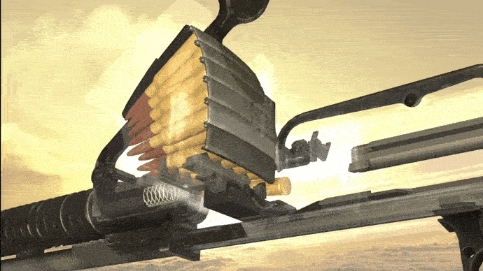 Работа автоматики пулемёта Тип 11.