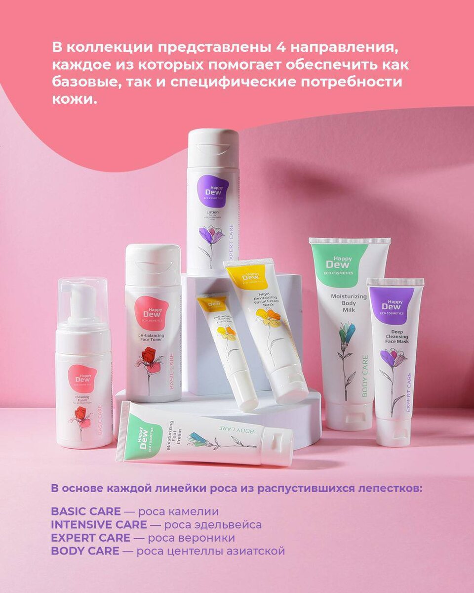 4 линейки косметики Happy Dew 