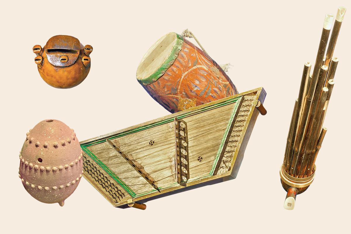    Музыкальные инструменты в Китае делились на восемь материалов со своим звуком: металл, камень, шёлк, бамбук, тыква, земля, кожа и дерево. Для исполнения музыки во дворцах иностранные инструменты не допускались