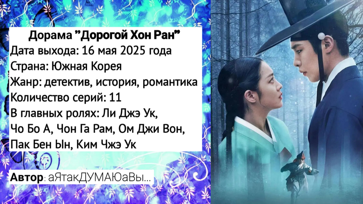 Коллаж создан автором этой статьи. В нем использованы постер и кадры из дорамы "Дорогой Хон Ран" 2025 года. Источник: https://ru.kinorium.com/10381964/gallery/poster/?photo=54691293