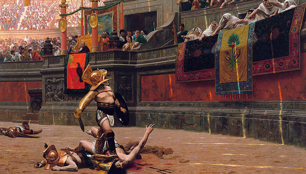     Фото: Wikipedia.org Картина французского художника Жана-Леона Жерома «Pollice Verso», написанная в 1872 году. На полотне толпа решительно простирает пальцы вниз