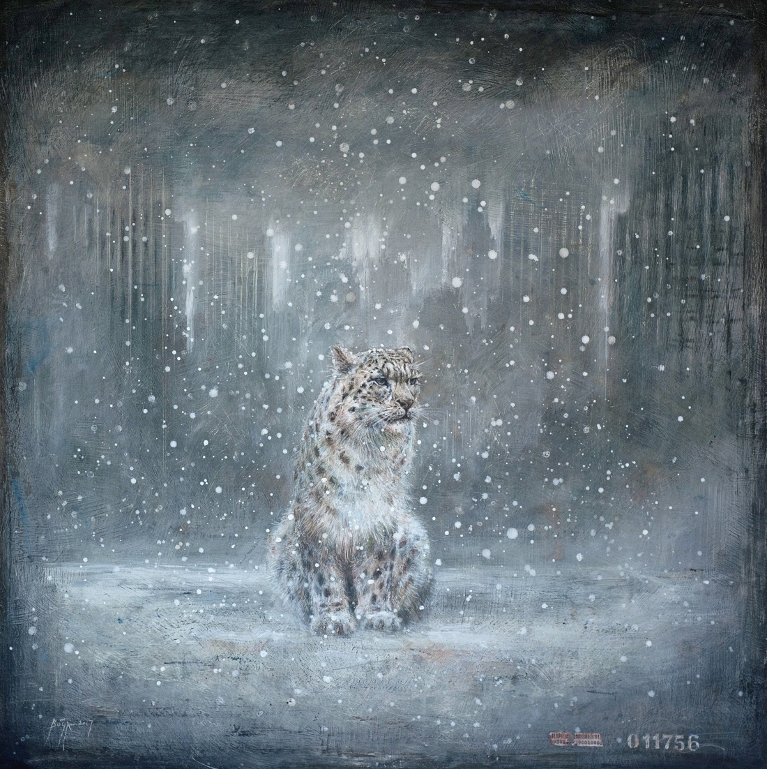 Картина Gabriele Buratti Buga. Ирбис немного сказочный и нереальный. Таким увидел его художник. 