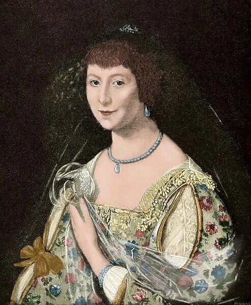 Портрет Анны Стэнли (1580–1647), графини Каслхейвен — раскрашенная гравюра с картины Корнелиса Янсенса ван Кейлена 