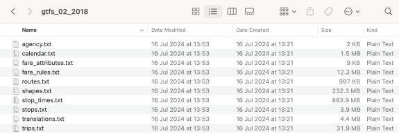 Файлы в GTFS Schedule ( <1 GB)