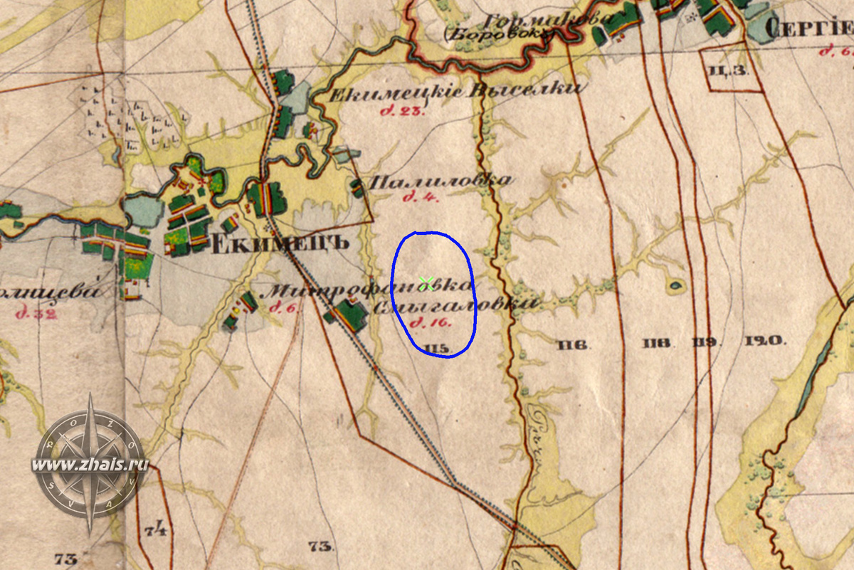 Карта Менде Рязанской губернии 1850 г.
