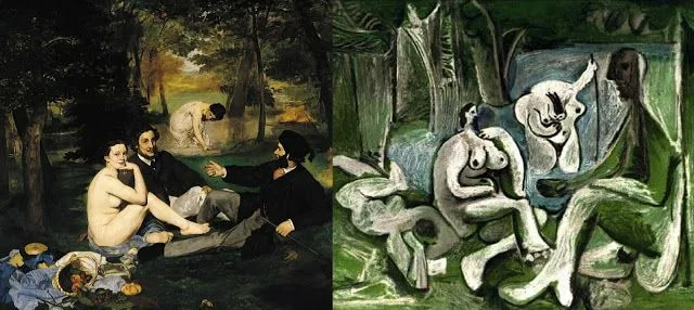 Пабло Пикассо. Аналитическая копия картины Эдуарда Мане «Завтрак на траве».