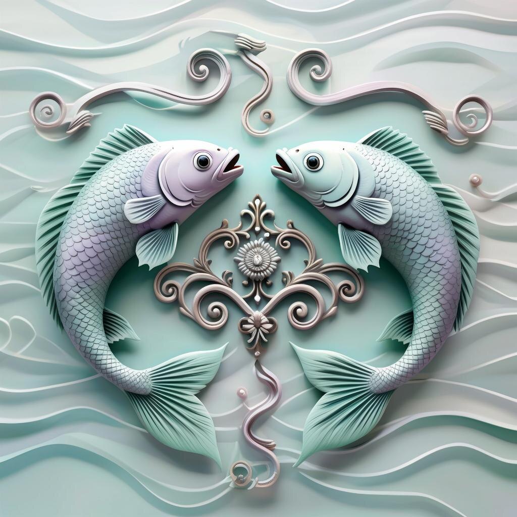 Знак Зодиака Рыбы. Иллюстрация сгенерирована нейросетью