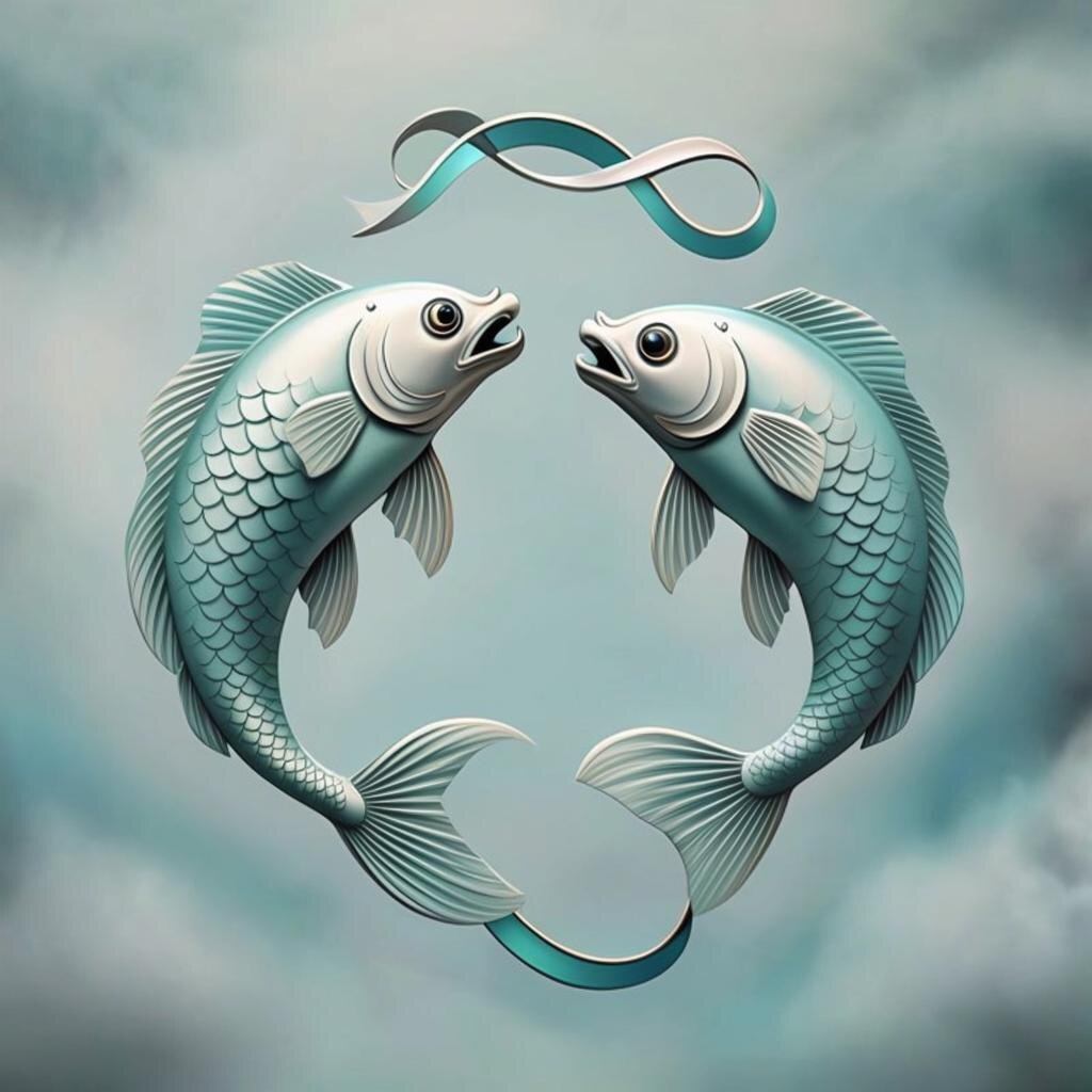 Знак Зодиака Рыбы. Иллюстрация сгенерирована нейросетью
