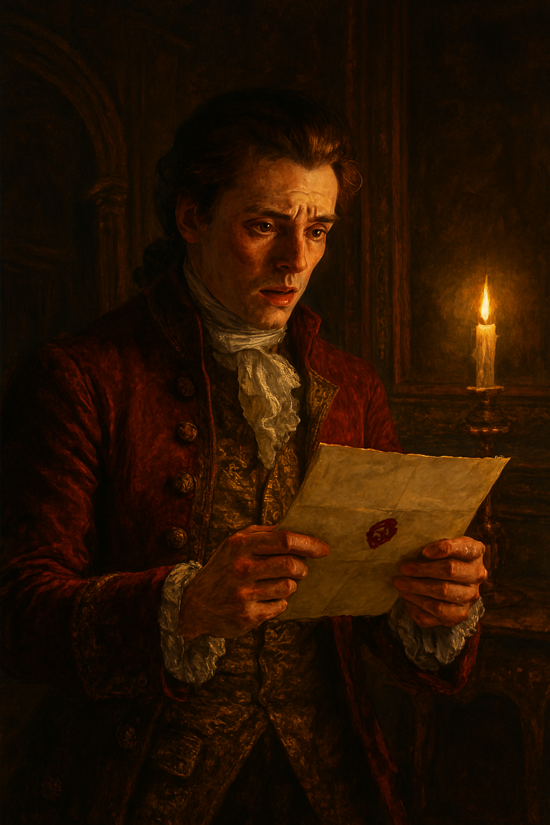 Станислав Понятовский читает письмо Екатерины II о королевской короне, 1764 год
