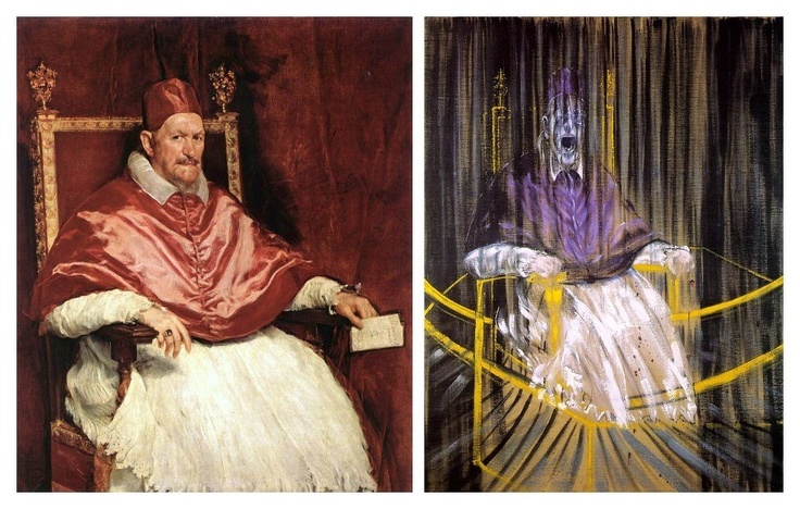 Картины Веласкеса и Ф. Бэкона. "Портрет папы Иннокентия Х" и "Кричащий папа"