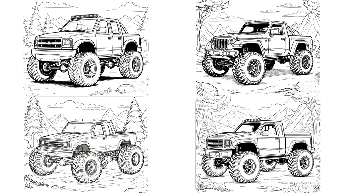 раскраски разукрашки для детей Монстр трак 