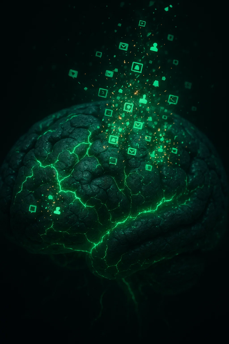 Цифровая коррозия: так выглядит ваш мозг, когда его разъедают уведомления.