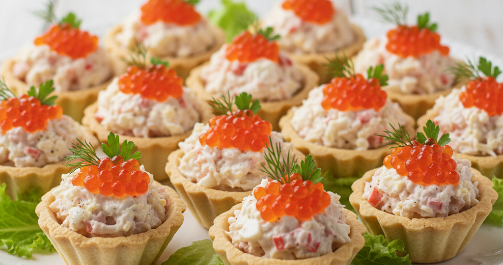 Тарталетки с крабовыми палочками и икрой