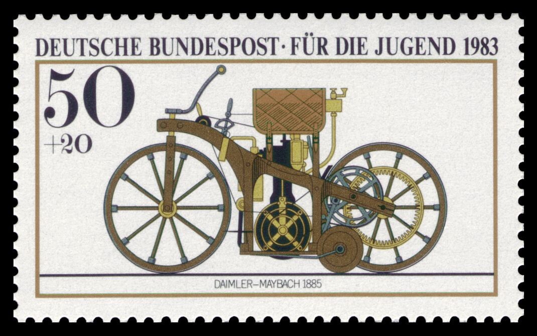   Модель Daimler Reitwagen на почтовой марке ФРГ 1983 года (Фото: www.german-stamps.org)