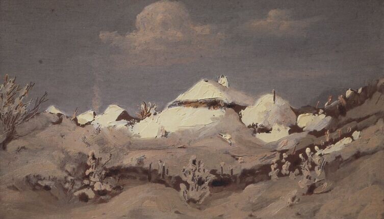    Зачем в деревнях «вешали» сугробы на окна? Архип Иванович Куинджи, «Хаты в снегу», между 1890 и 1895 годами