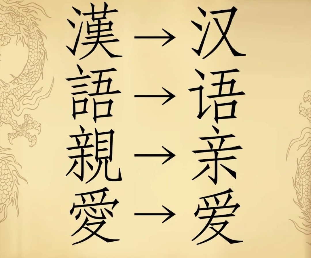 Слева - традиционный, а справа - упрощённый.