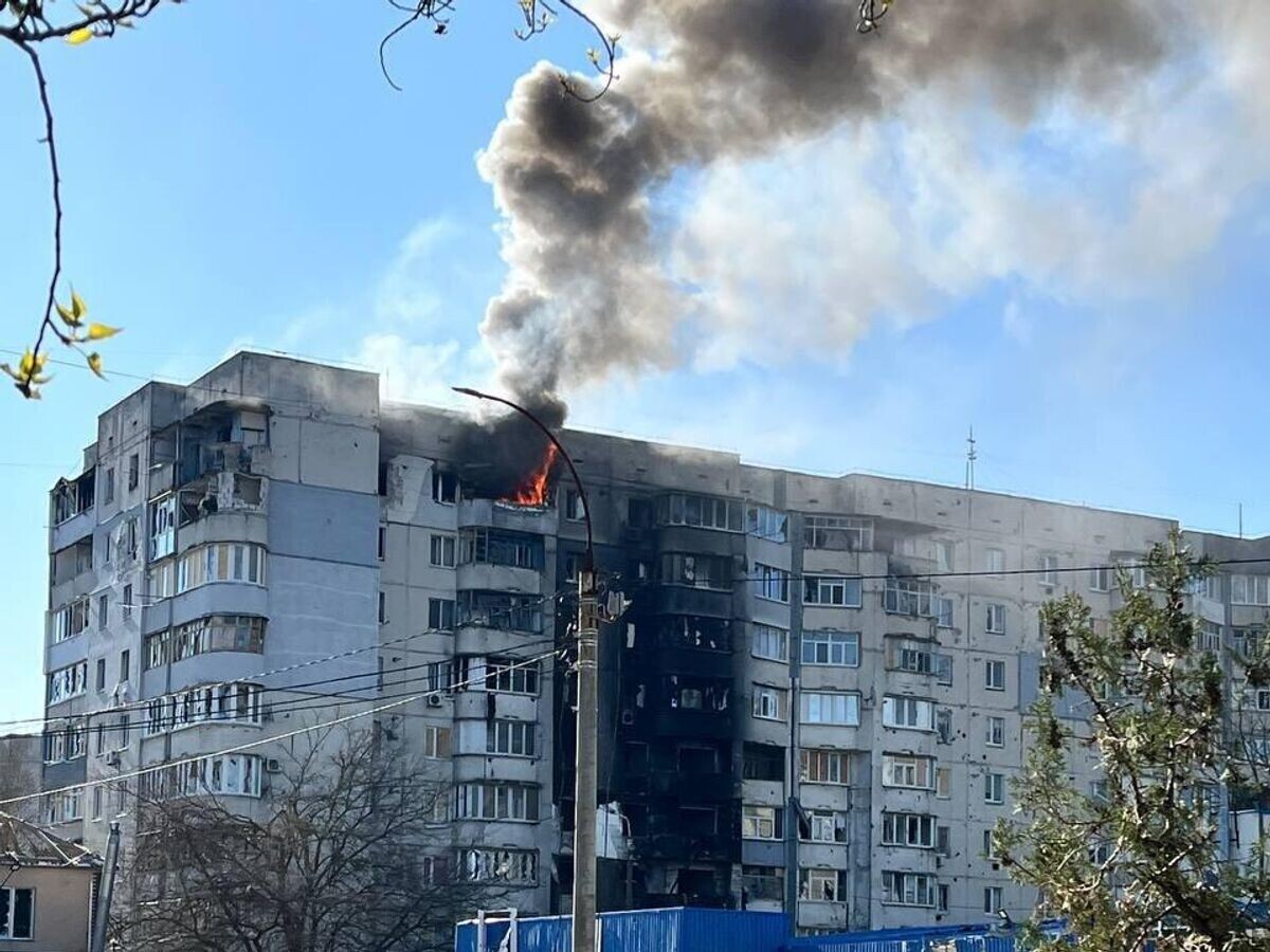    Последствия атаки украинского БПЛА в Алешках Херсонской области© Фото : РИА Новости