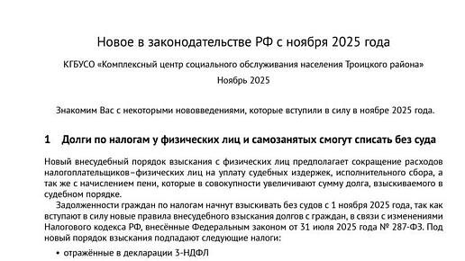 Новое в законодательстве РФ с ноября 2025 года