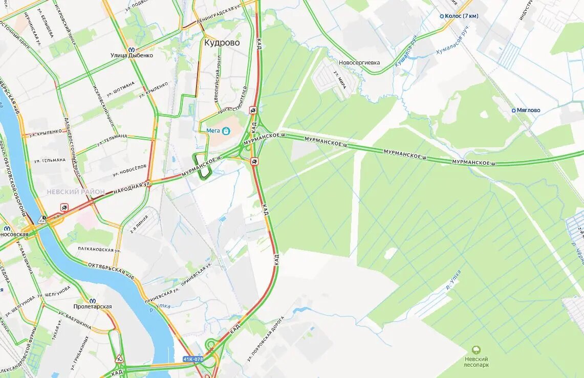    Фото: скрин Яндекс Пробки