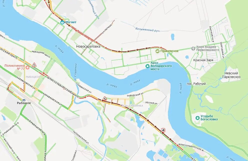    Фото: скрин Яндекс Пробки