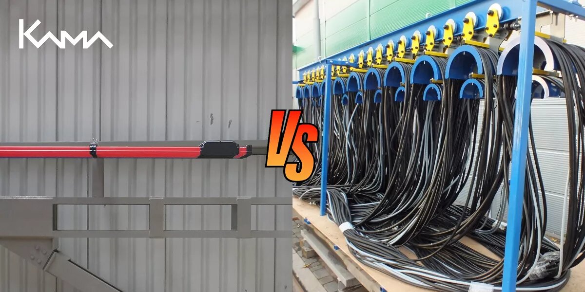 Сравнение троллейного шинопровода и кабельных подвесов