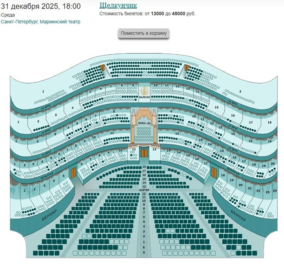 45 тысяч за Щелкунчика - много или мало? Фото: скриншот сайта Мариинского театра