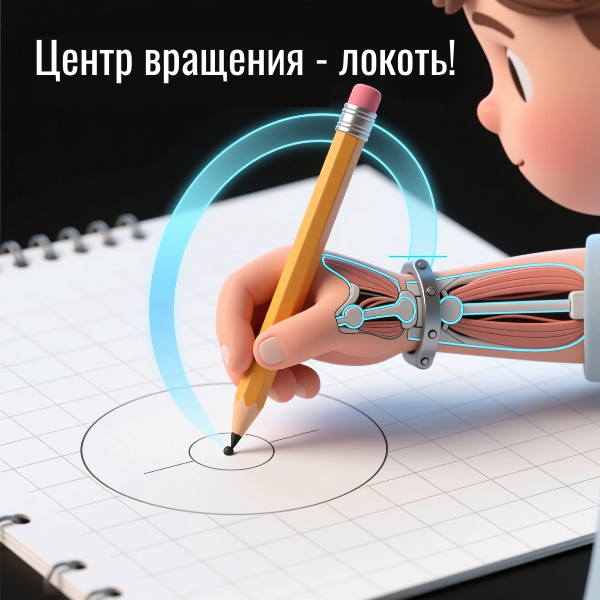Запомните: окружность «рисует» локоть, а не пальцы! Закрепите центр, дайте руке свободу — и круг сам «нарисуется».
