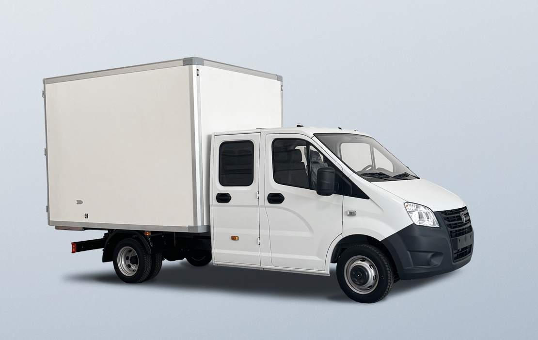 Бескаркасный промтоварный фургон на шасси «Газели NEXT» с двухрядной кабиной 