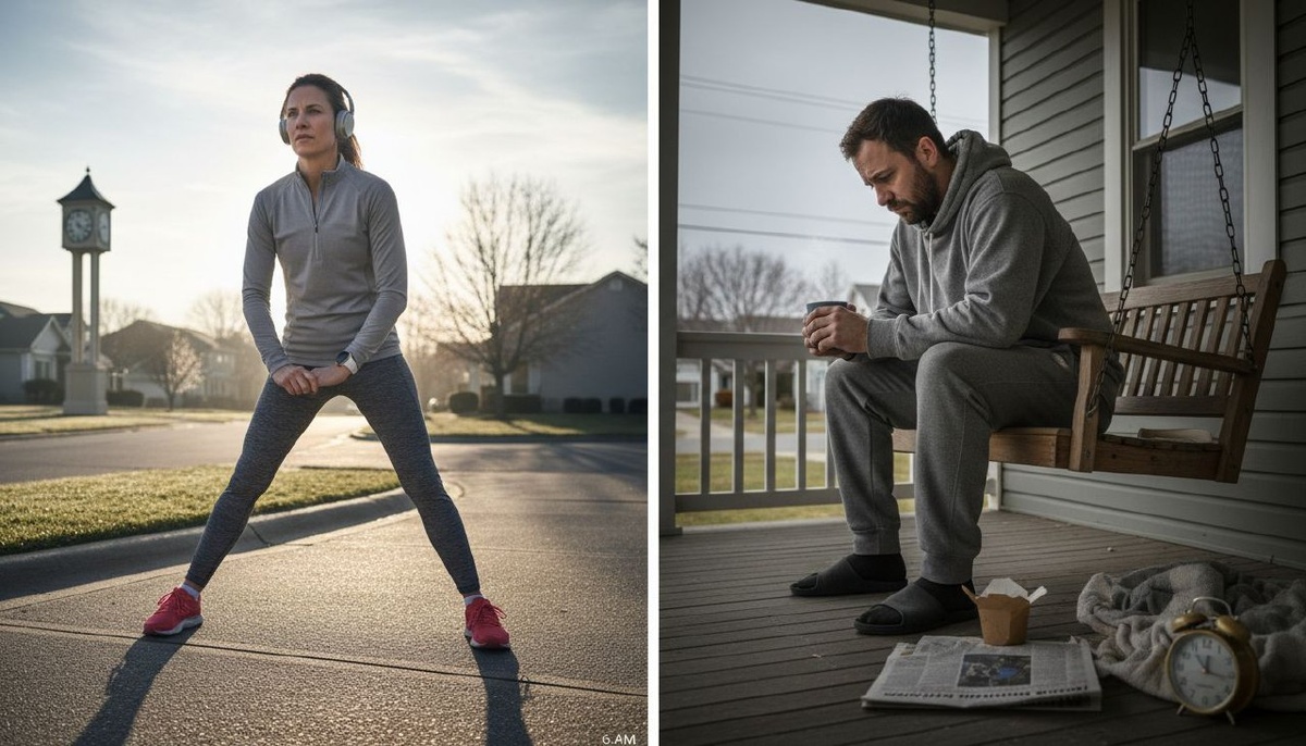 Ей 40, она готовится к марафону в 6 утра. Мне под сорок, я курю на крыльце и жалею себя. 

"В чем твой секрет?" — спросил я у соседки. Её ответ изменил всё.