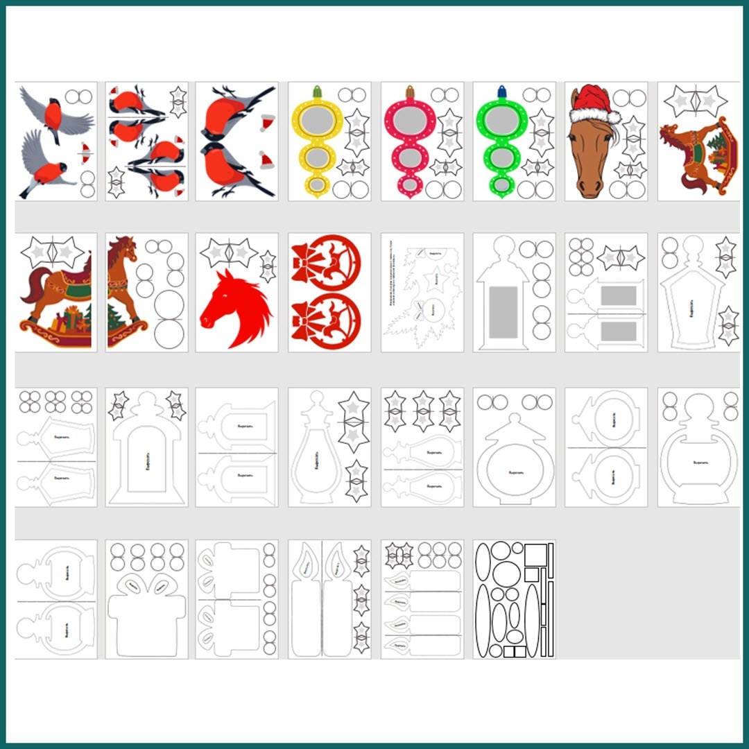 Трафареты для новогодних окон 2026
