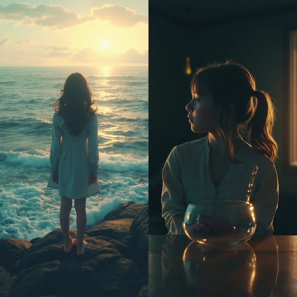 Она хотела стать морем, а ее убедили, что она  - ваза для цветов. И всю жизнь она носила в себе эту тишину...