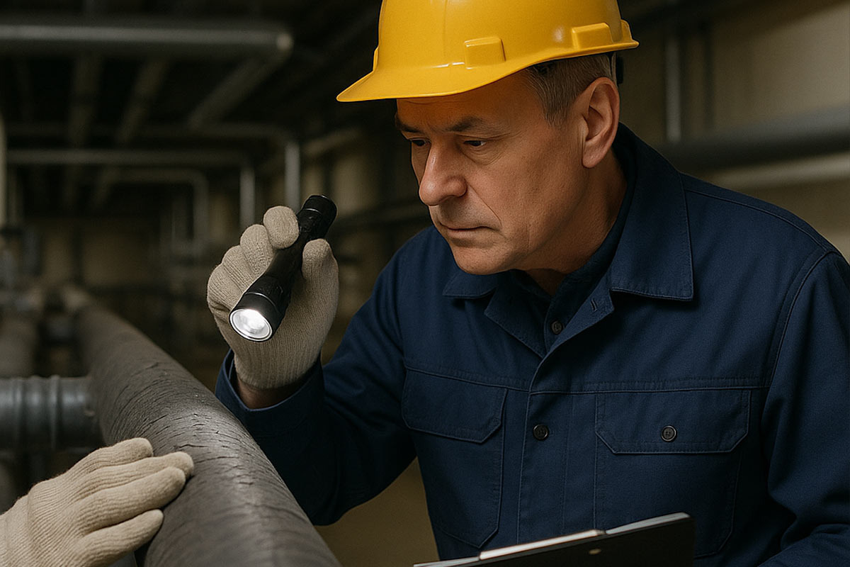 Проверка техизоляции на трубах