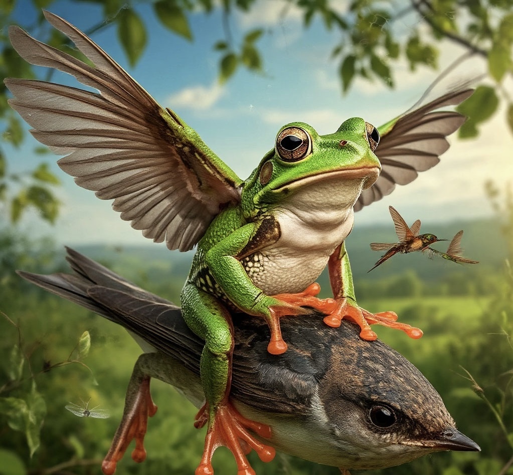 Лягушка на ласточке 