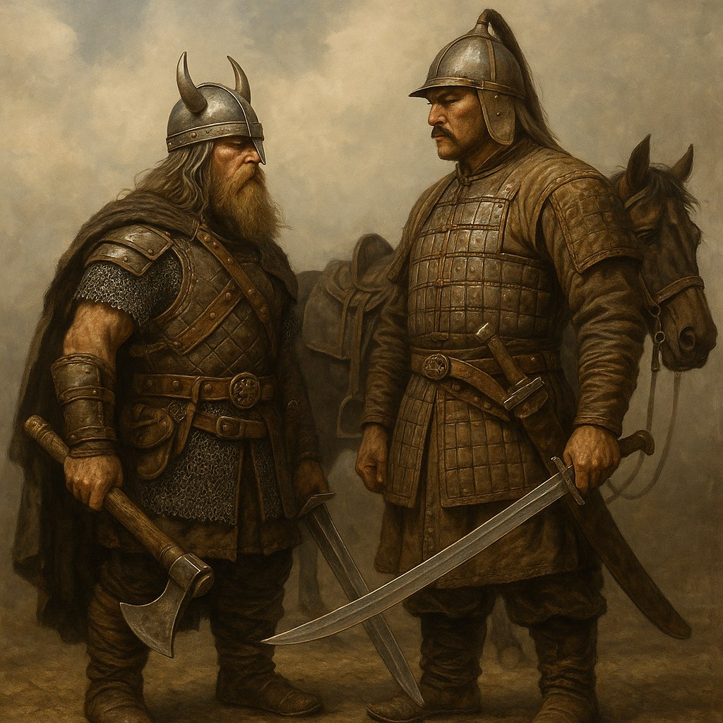 Встретились как-то викинг и средневековый татар... И первый был впечатлён ростом второго 