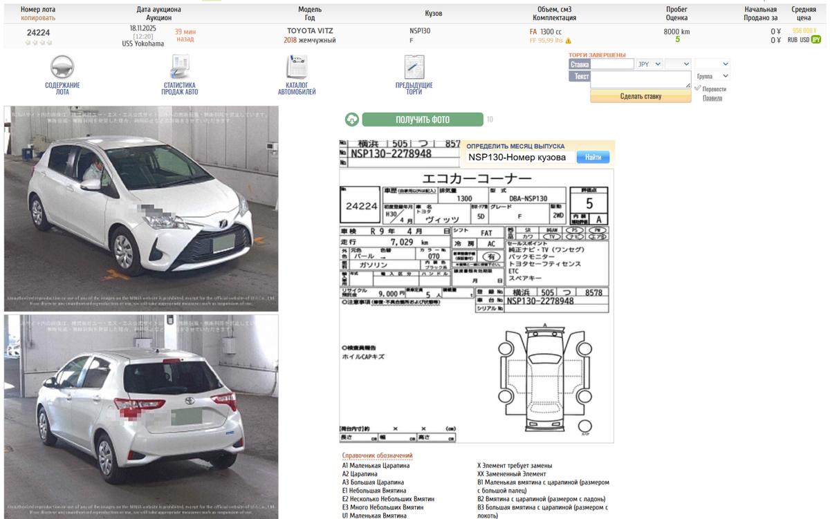 Toyota Vitz с пробегом 7 000 км