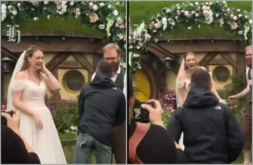    Элайджа Вуд неожиданно появился на свадьбе фанатов «Властелина колец»