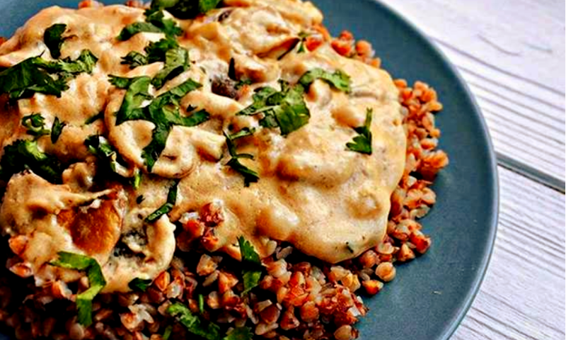 Греча с грибами