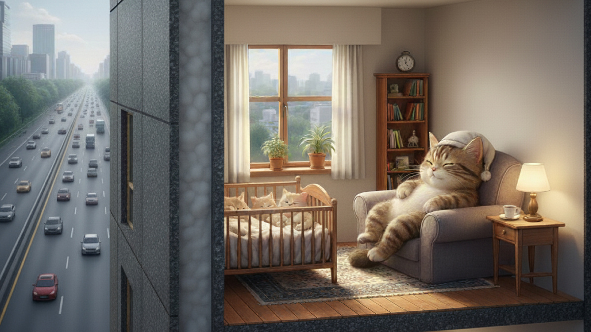 Кошечка наслаждается тишиной в своем доме. А вам удается такое?