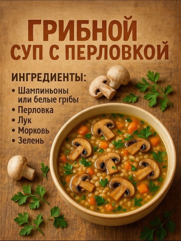 Грибоной суп с перловкой