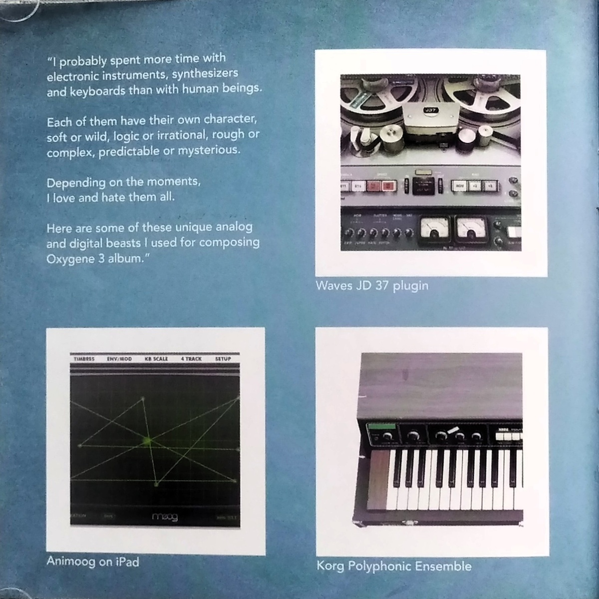 Jean Michel Jarre "Oxygene 3" CD - откровения автора во время сессий