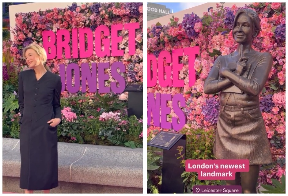 Рене Зеллвегер на открытии памятника Бриджит Джонс в Лондоне