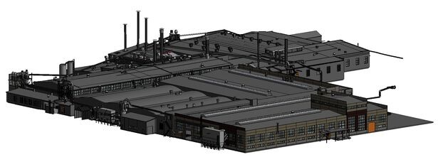 
Трехмерная редактируемая BIM-модель производственного корпуса фанерного комбината НАО "СВЕЗА Новатор" в Великом Устюге