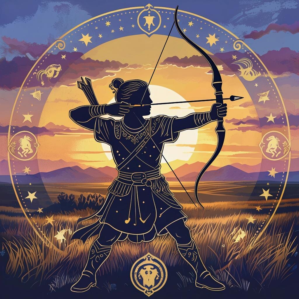 Зодиакальное созвездие Стрелец. Иллюстрация сгенерирована нейросетью