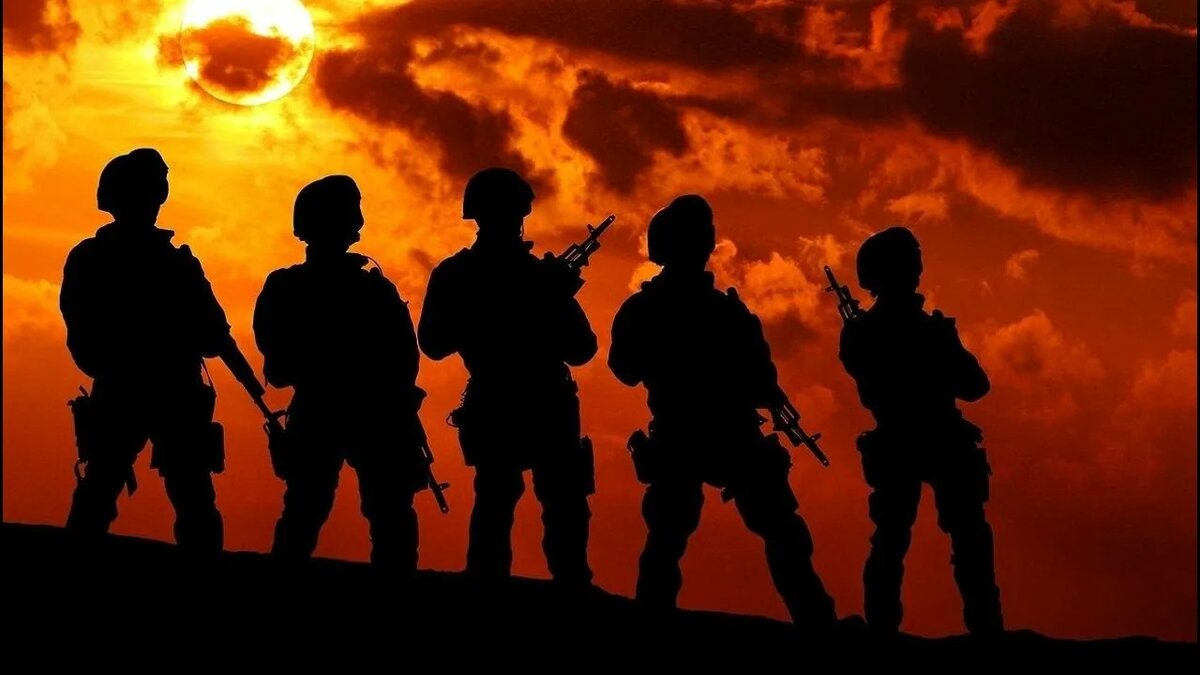 Бойцы СВО России. "...Сплотились мы, чтоб прекратить насилье, ...А позади любимая страна...." (Картинка из открытого источника Яндекс).