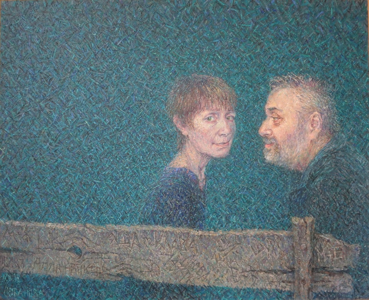 © Маргарита Лобанова. Старая скамейка.  Холст, масло.  Здесь, судя по всему, художница изобразила себя и мужа. - М.Л.