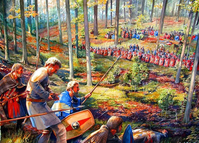 Битва в Тевтобургском лесу. Современная иллюстрация.