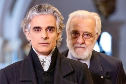 Антонис Мириагос в роли Каподистии и режиссер Янис Смарагдис